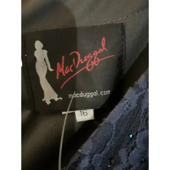 NWT Mac Duggal 67712 Bell Sleeve Lace Dress MIDNIGHT BLUEBERRY $698 size 16 - Picture 12 of 14
